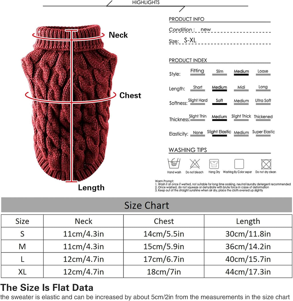 Pet Dog Turtleneck Knitting Sweater Coat Winter | PetNestUK