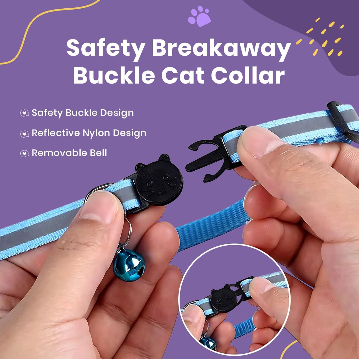 Reflective Cat Collars with Bells- Quick Release | PetNestUK