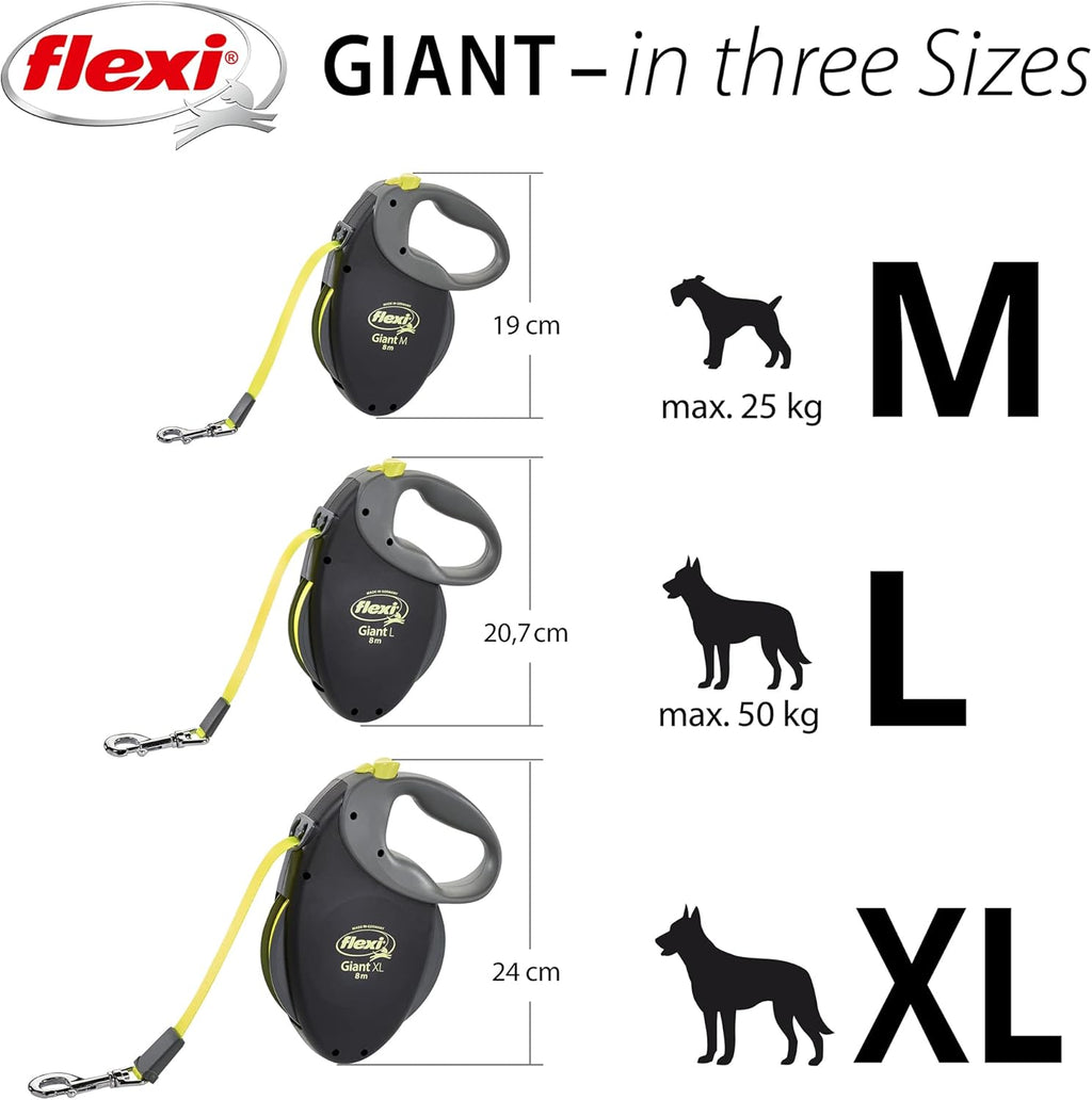 Flexi Giant Neon Tape Black Large 8m Retractable | PetNestUK