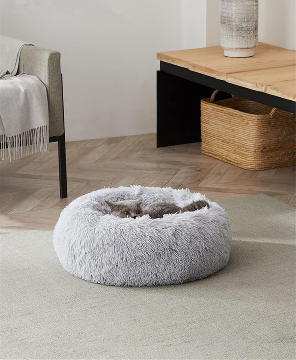 Enjamoy Plush Donut Dog Bed, Calming Round Dog | PetNestUK