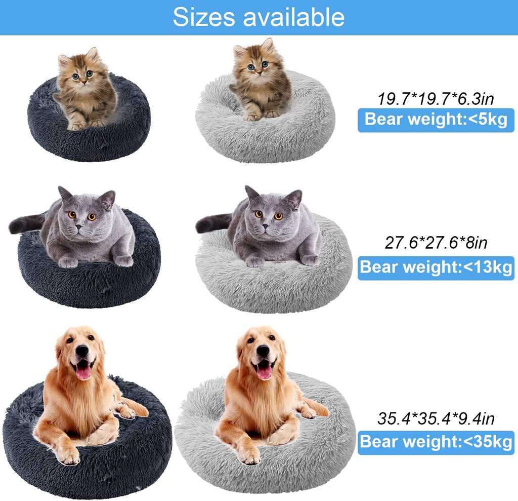 UUEMB 50cm Calming Dog Cat Bed, Plush Donut Pets | PetNestUK