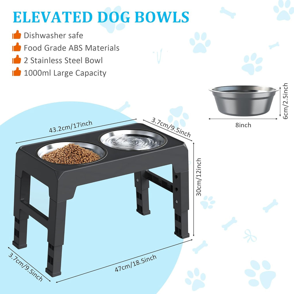 IOKHEIRA Dog Bowl Stand with Four Height Settings