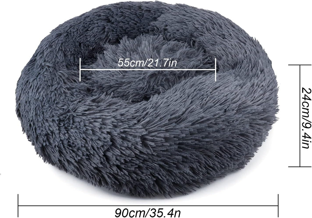 UUEMB 50cm Calming Dog Cat Bed, Plush Donut Pets | PetNestUK