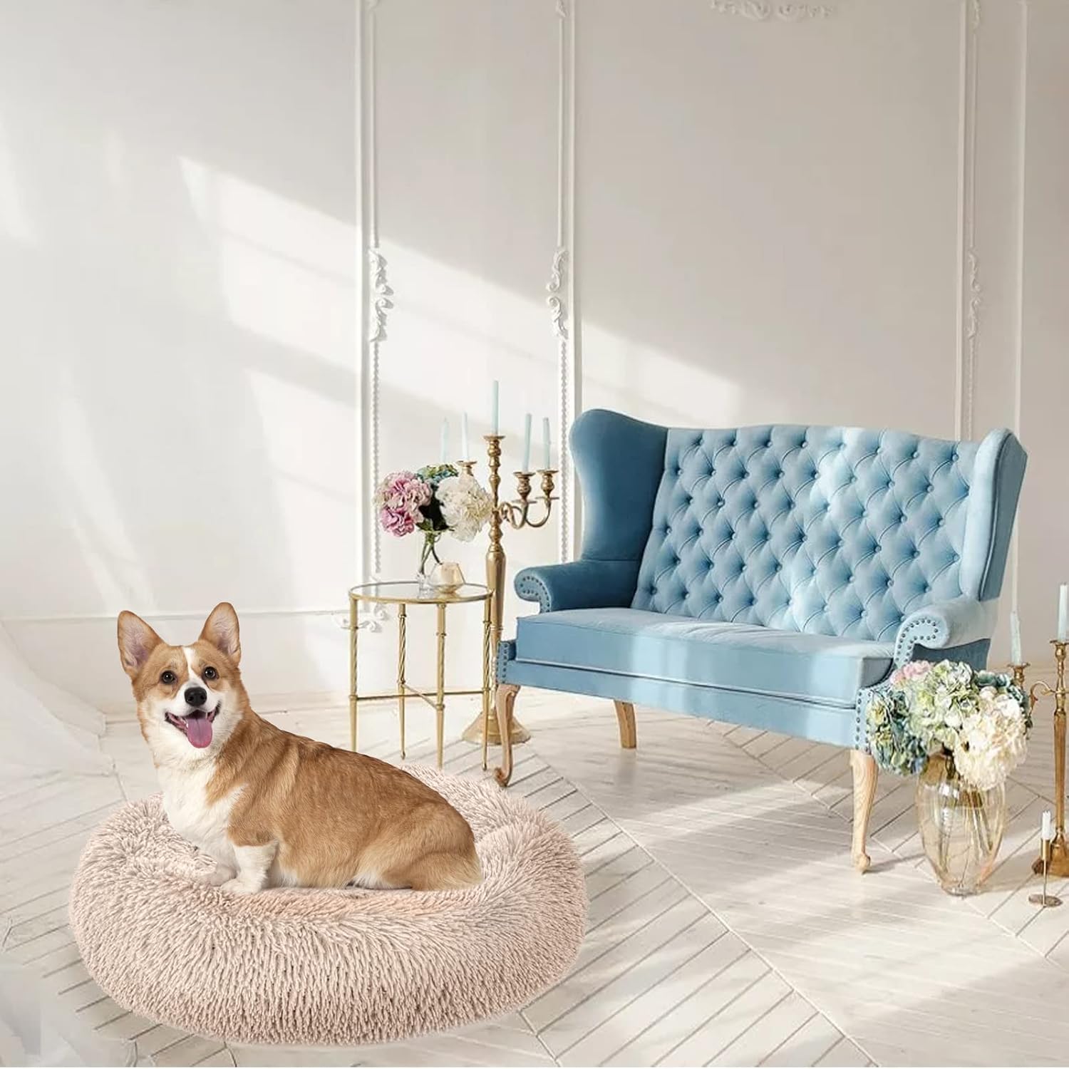 Enjamoy Plush Donut Dog Bed, Calming Round Dog | PetNestUK