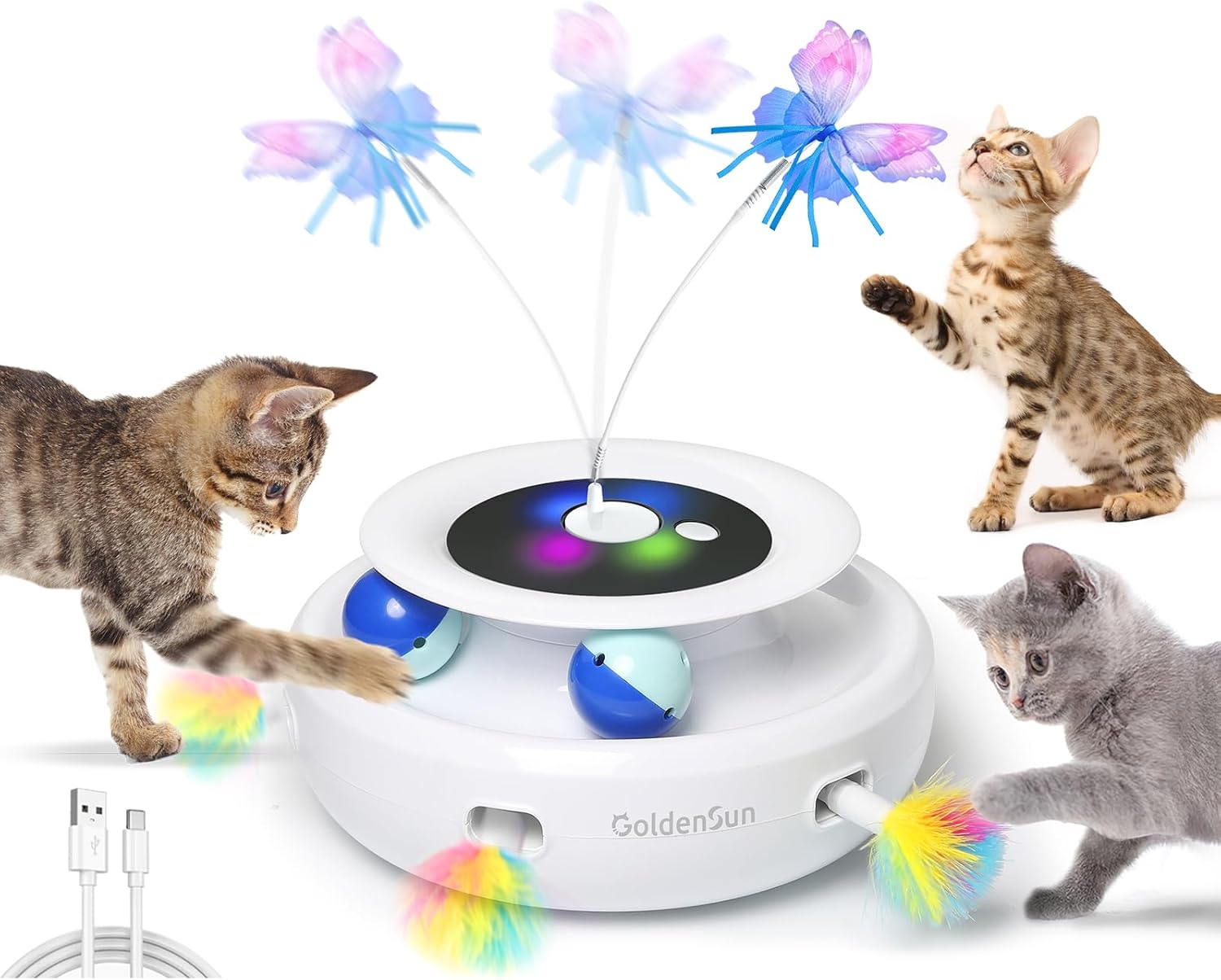 GoldenSun 3-In-1 Interactive Cat Toys for Indoor | PetNestUK