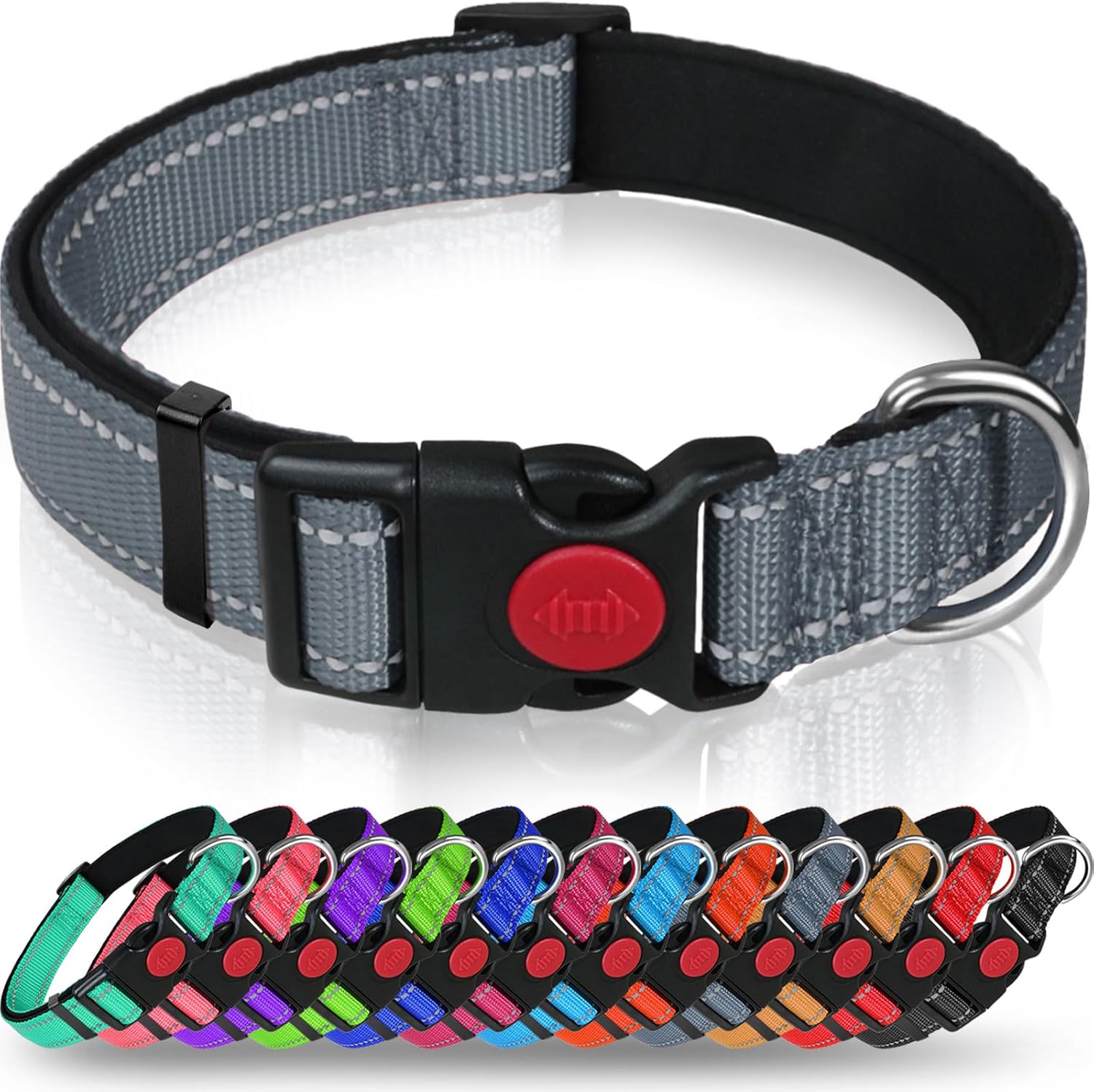 Taglory Reflective Nylon Dog Collar with Safety | PetNestUK