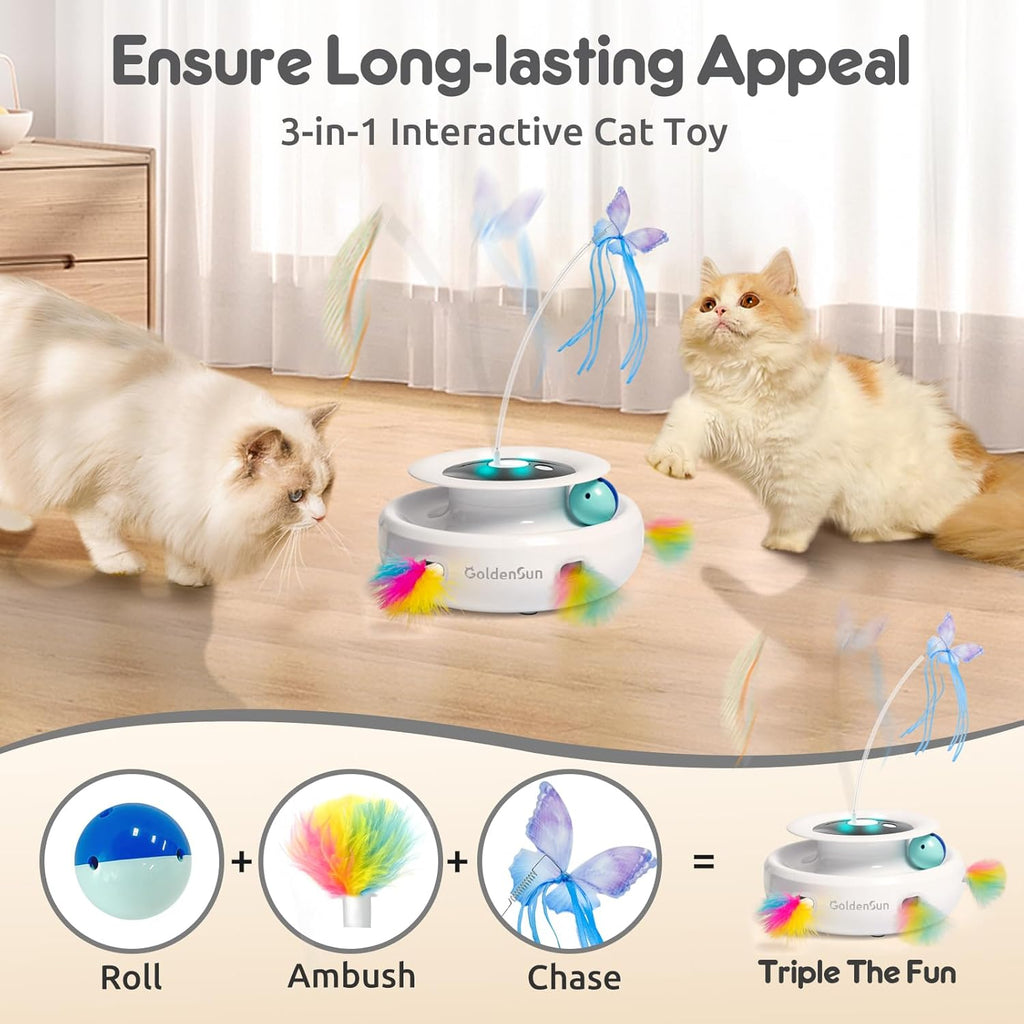 GoldenSun 3-In-1 Interactive Cat Toys for Indoor | PetNestUK