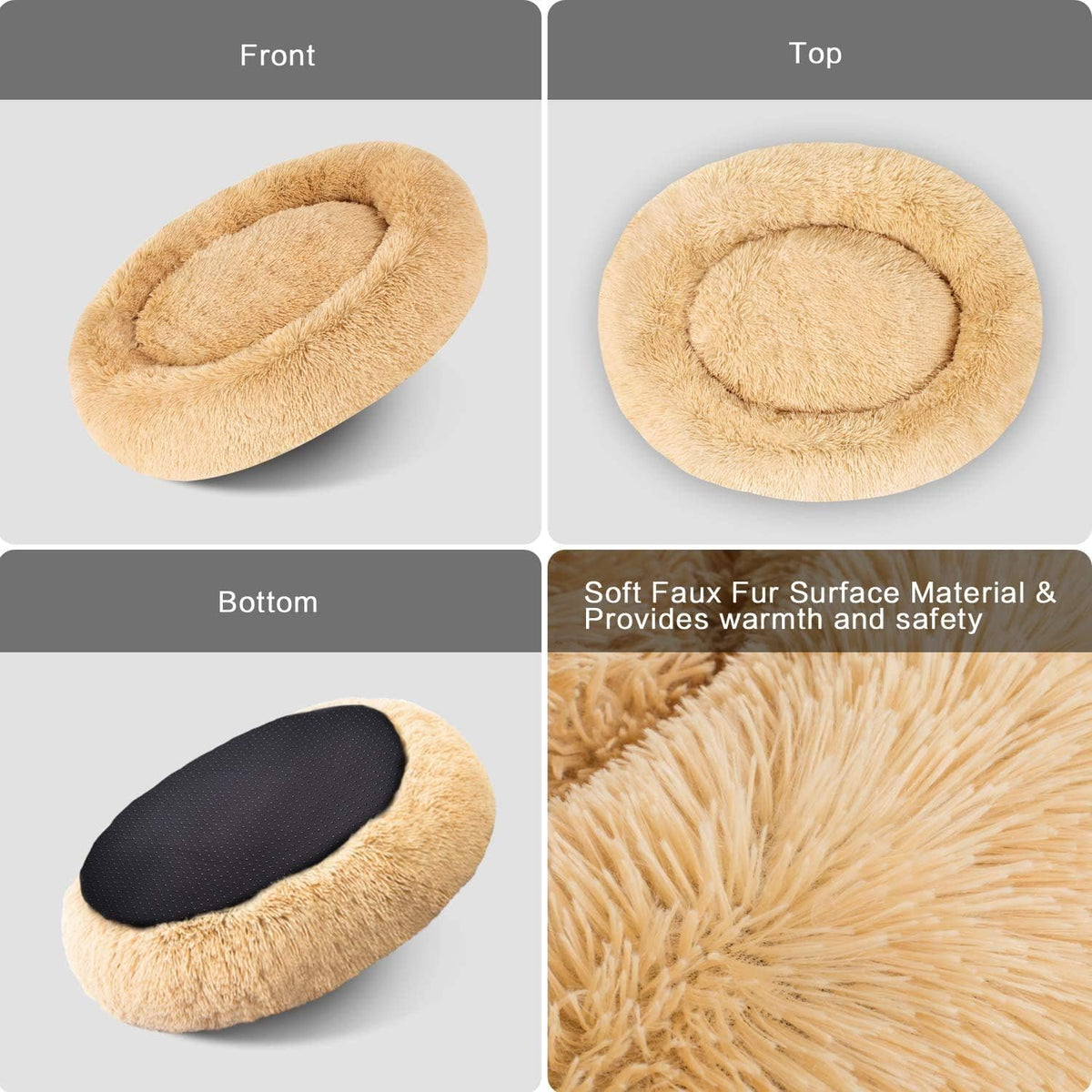 MFOX Faux-Fur Donut Pet Bed