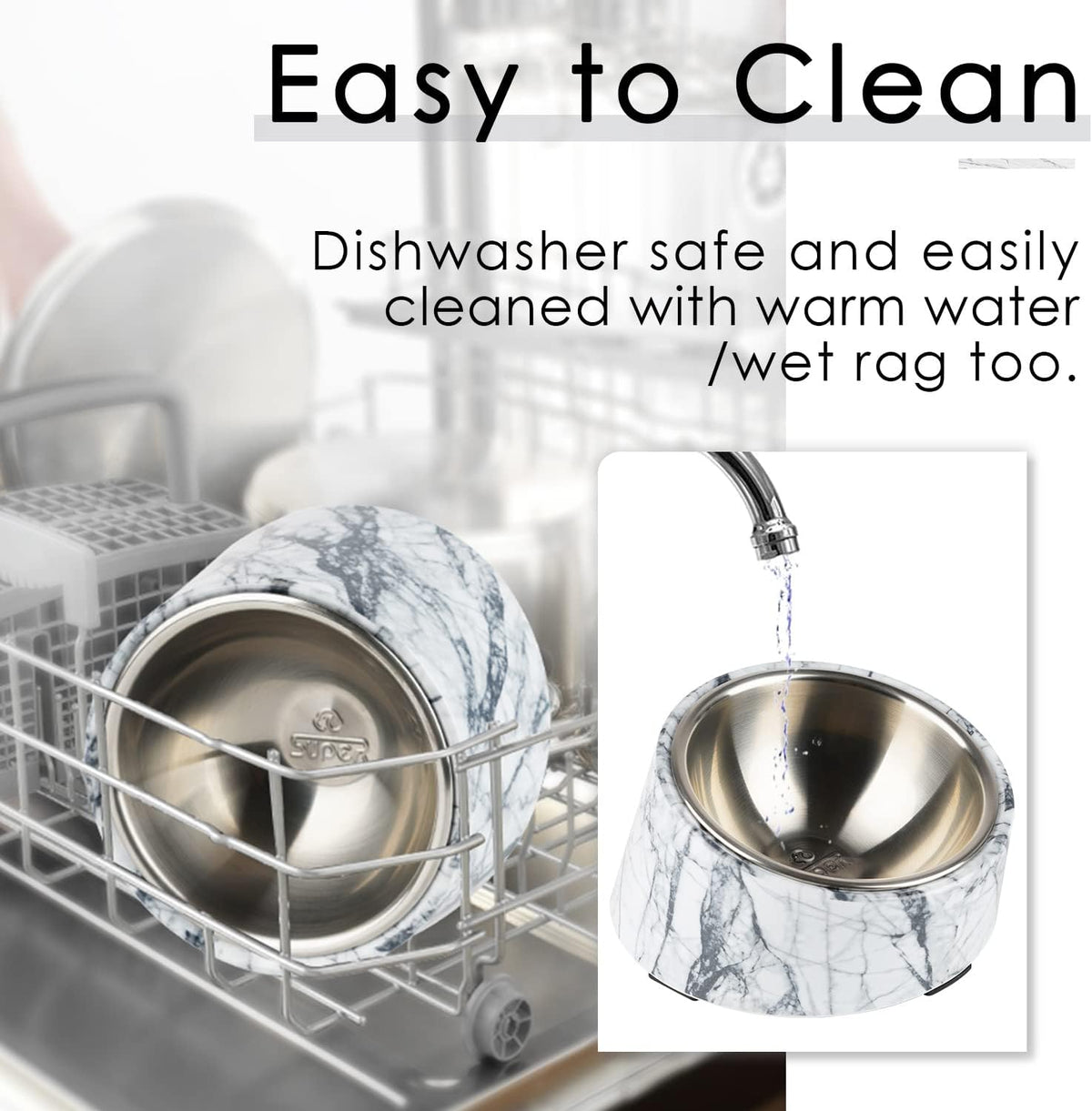 SuperDesign Slanted Stainless-Steel Pet Bowl