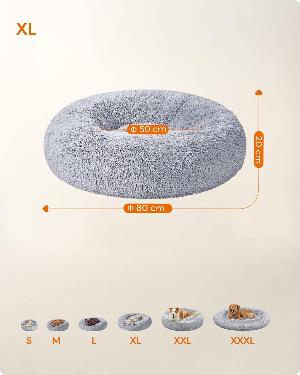 Feandrea Plush Donut Pet Bed with Centre Cushion