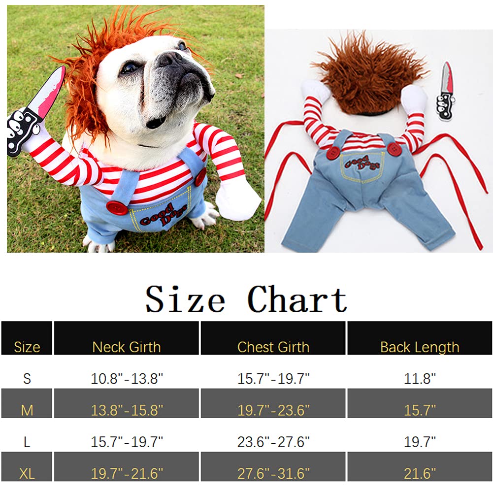 DELIFUR Dog Chucky Costume Pet Halloween Clothes | PetNestUK