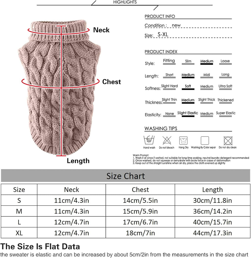Pet Dog Turtleneck Knitting Sweater Coat Winter | PetNestUK