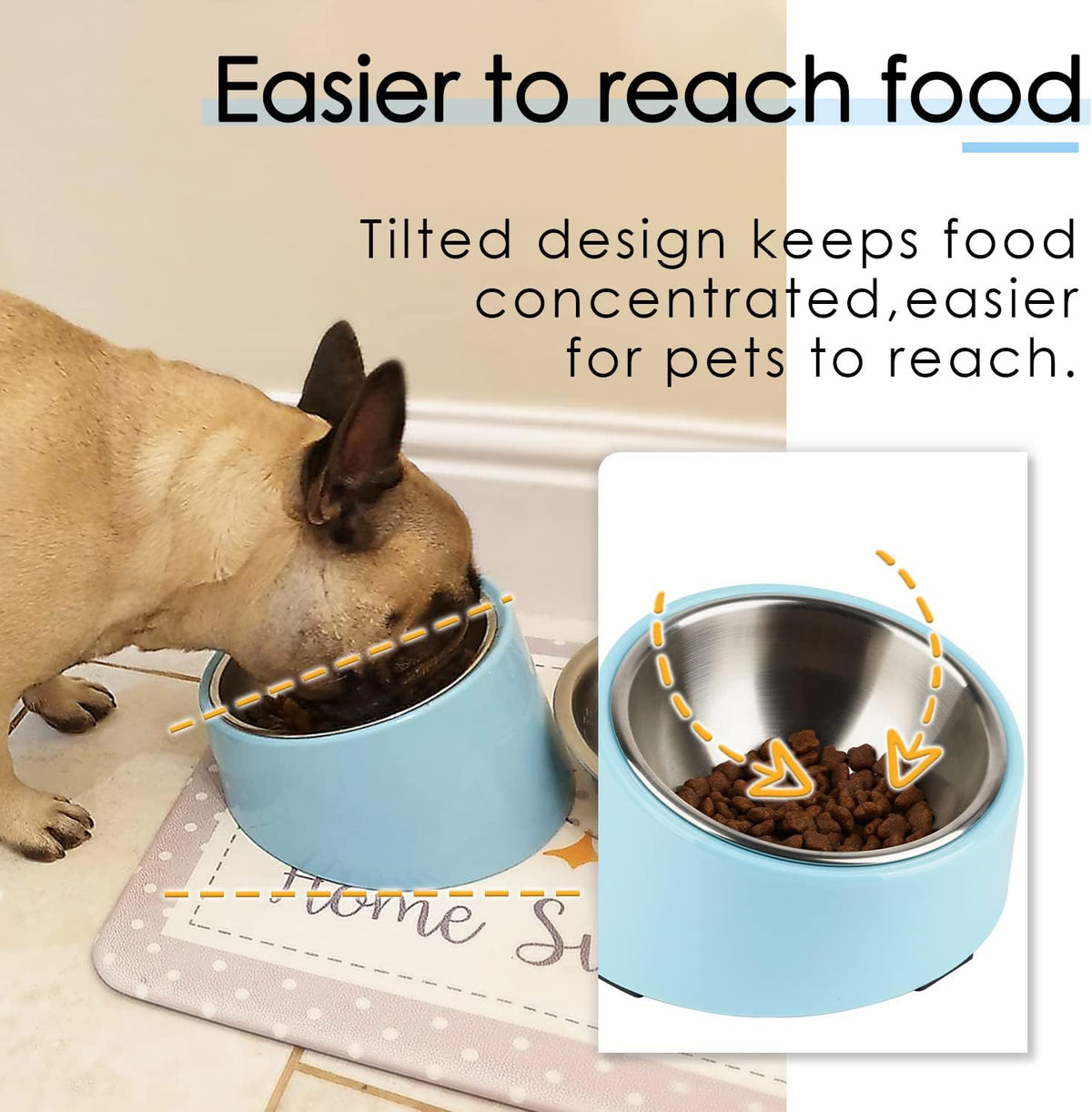 SuperDesign Slanted Stainless-Steel Pet Bowl