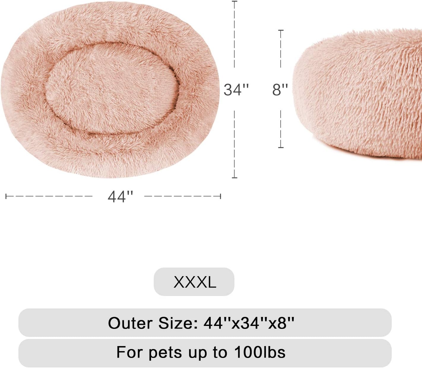 MFOX Calming Dog Bed Cat Bed Donut, Faux Fur | PetNestUK