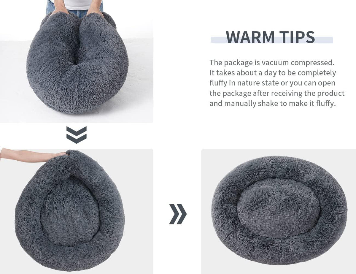 YOJOGEE Faux-Fur Donut Pet Bed