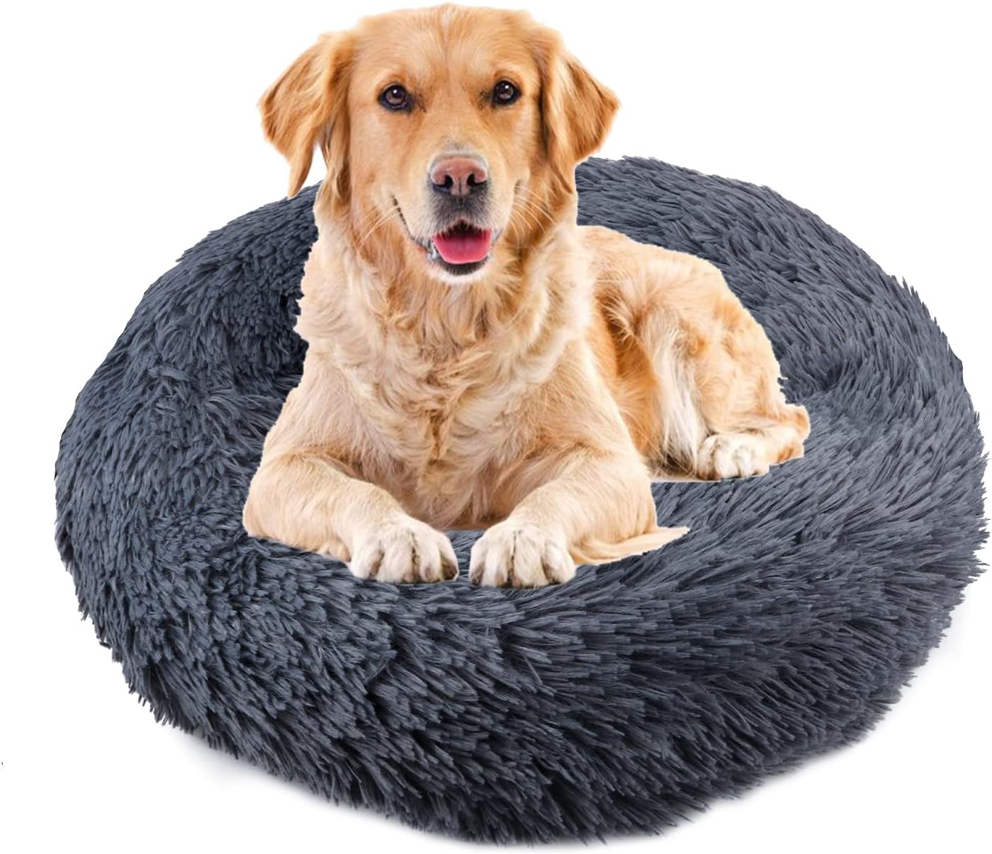 UUEMB 50cm Calming Dog Cat Bed, Plush Donut Pets | PetNestUK