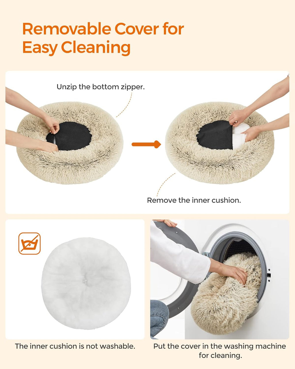 Feandrea Plush Donut Pet Bed