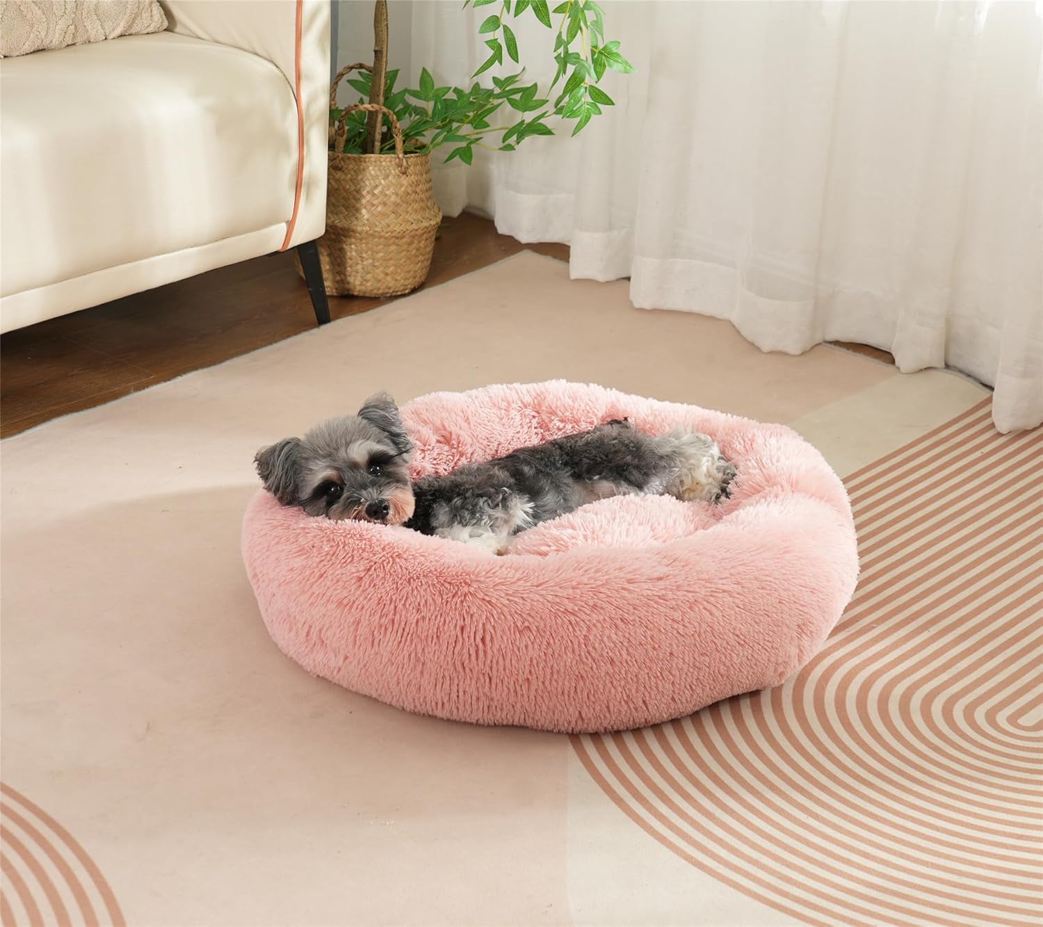 Enjamoy Plush Donut Dog Bed, Calming Round Dog | PetNestUK