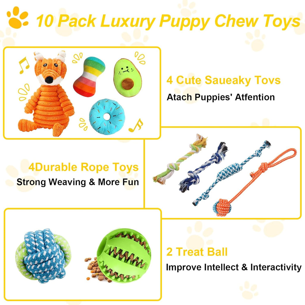 10 Pack Luxury Puppy Toys for Teething Small | PetNestUK