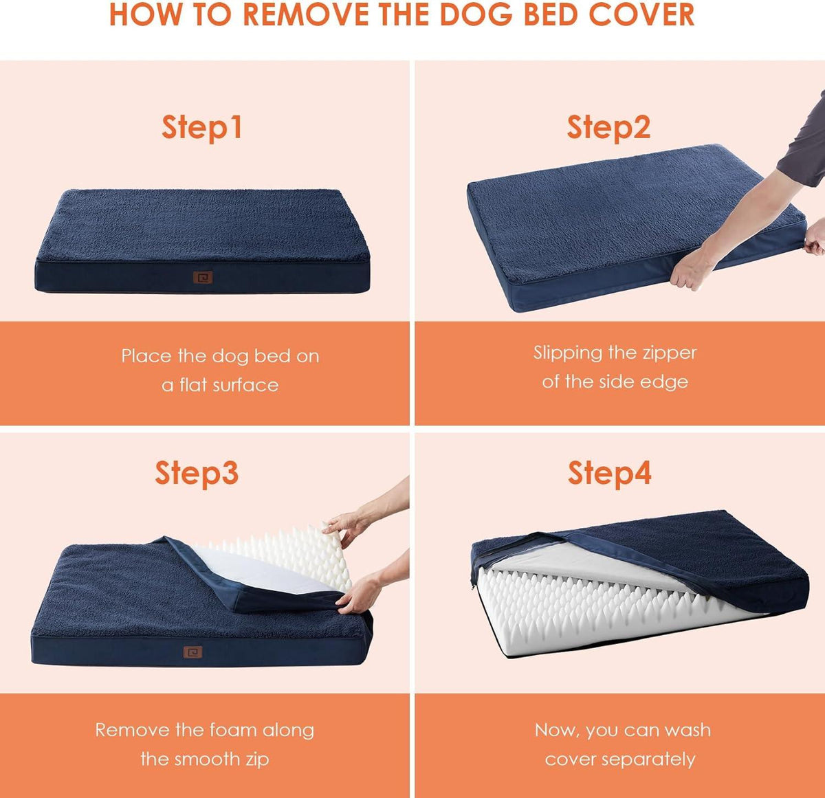 EHEYCIGA Foam Dog Mattress with Removable Cover
