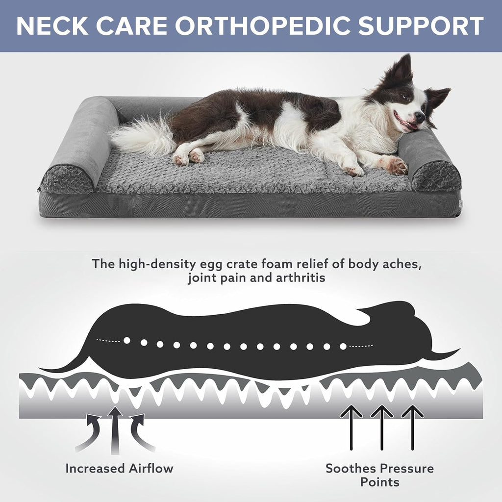 FURTIME Large Dog Bed(89 x 64cm), Orthopedic | PetNestUK