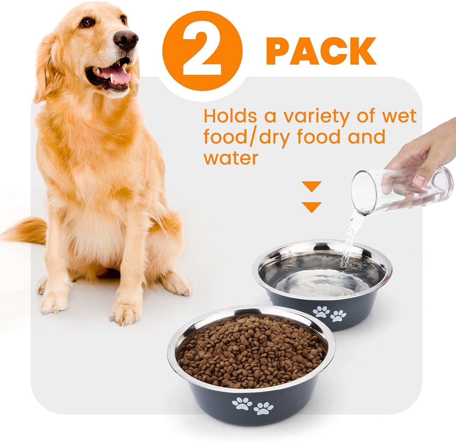 2 Pack Dog Bowls, Stainless Steel Dog Bowls with | PetNestUK