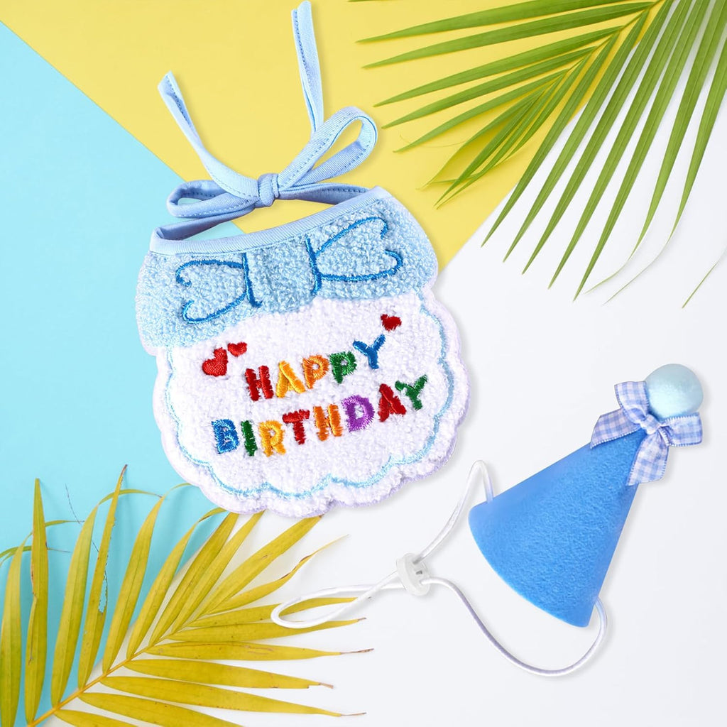 Small Dog Cat Birthday Hat Scarf Set,Cute Cat | PetNestUK