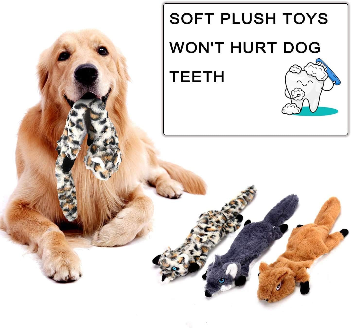 Newthinking No Stuffing Dog Toys, 5 Pack Squeaky | PetNestUK