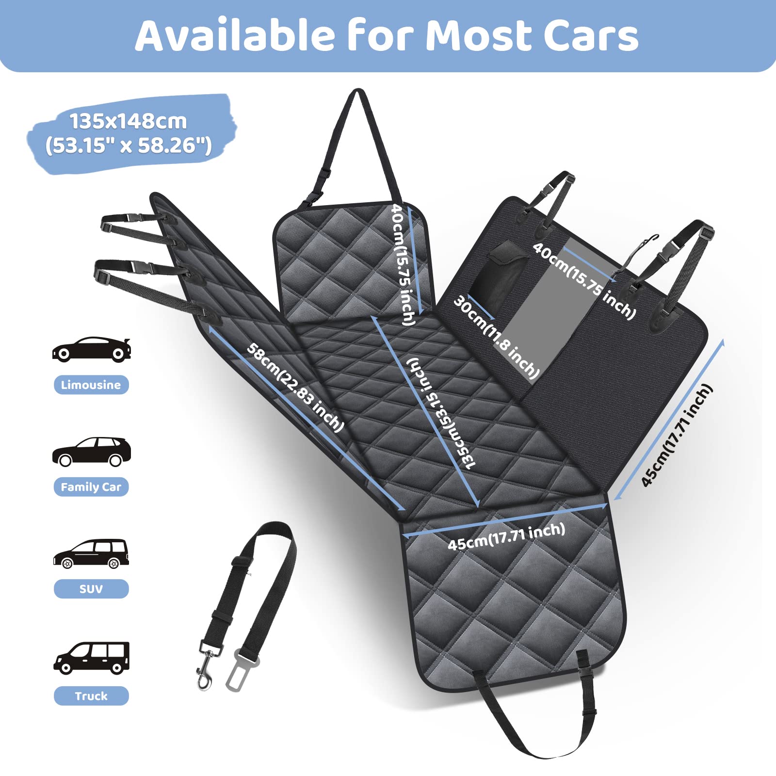 KYG Dog Car Seat Cover Dog Hammock For Car Back | PetNestUK
