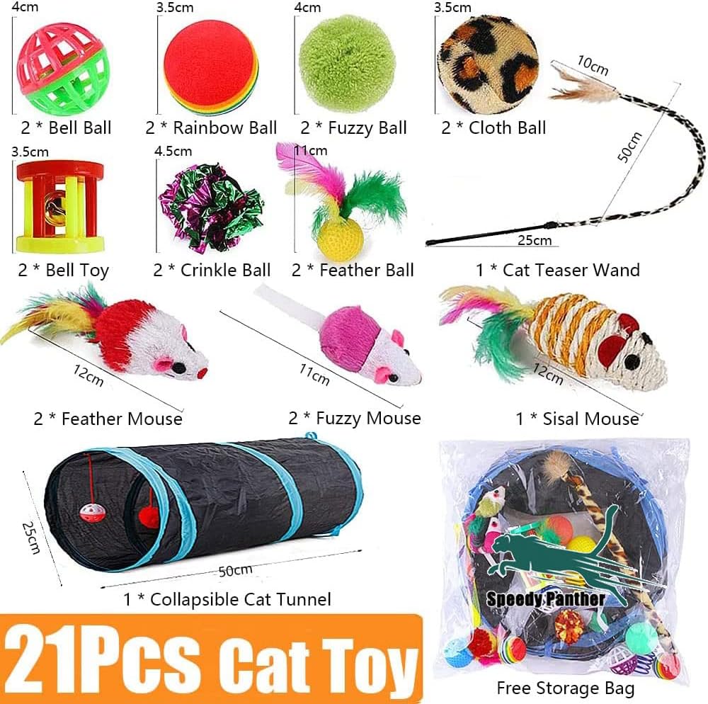 21 Pcs Cat Toys for Indoor Cats Collapsible Cat | PetNestUK