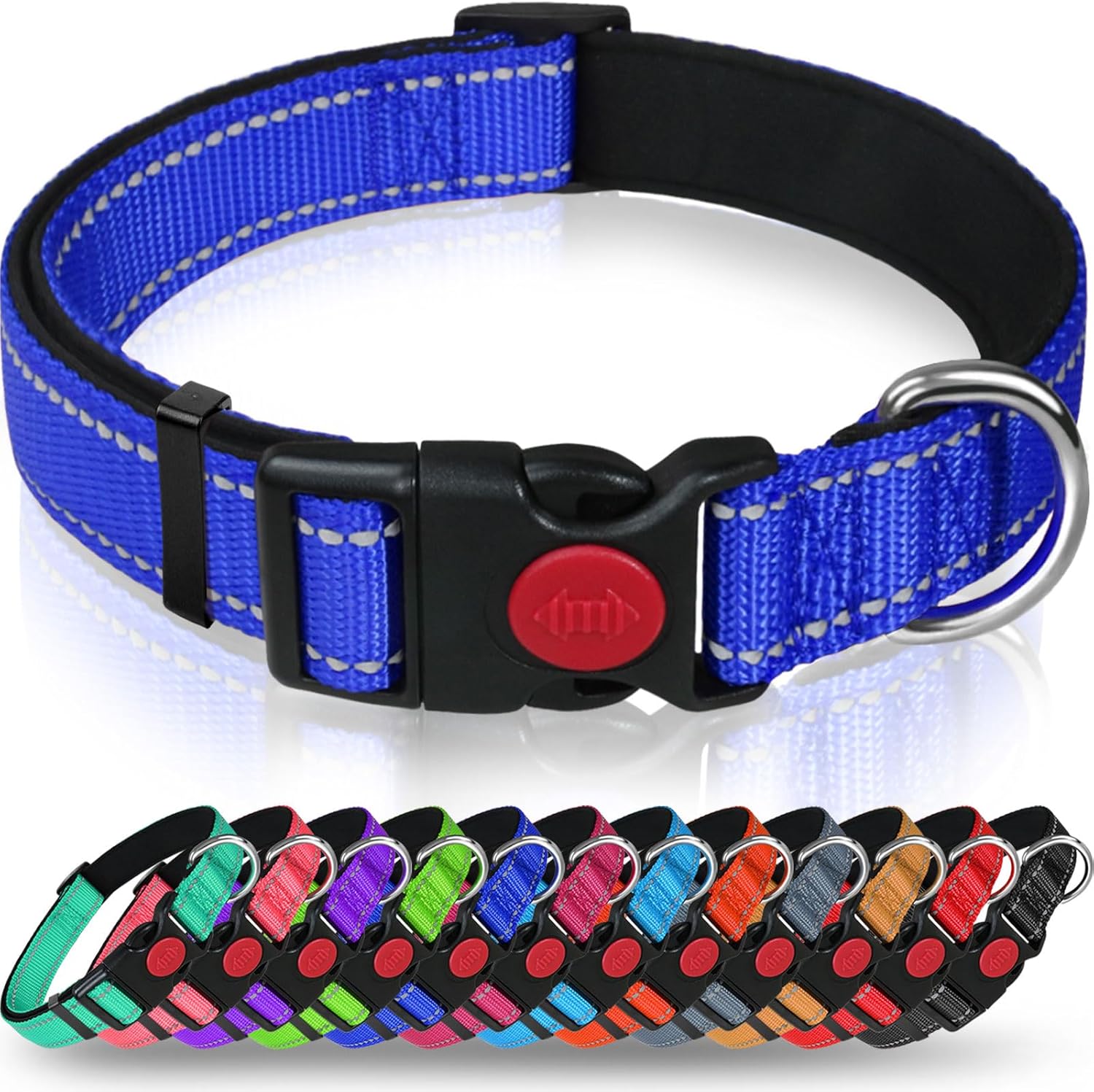 Taglory Reflective Nylon Dog Collar with Safety | PetNestUK