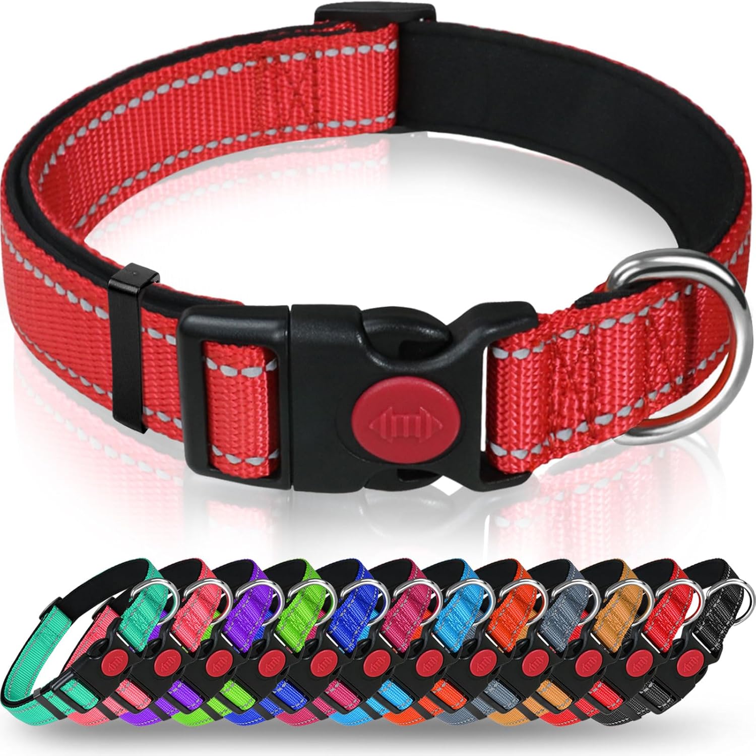Taglory Reflective Nylon Dog Collar with Safety | PetNestUK