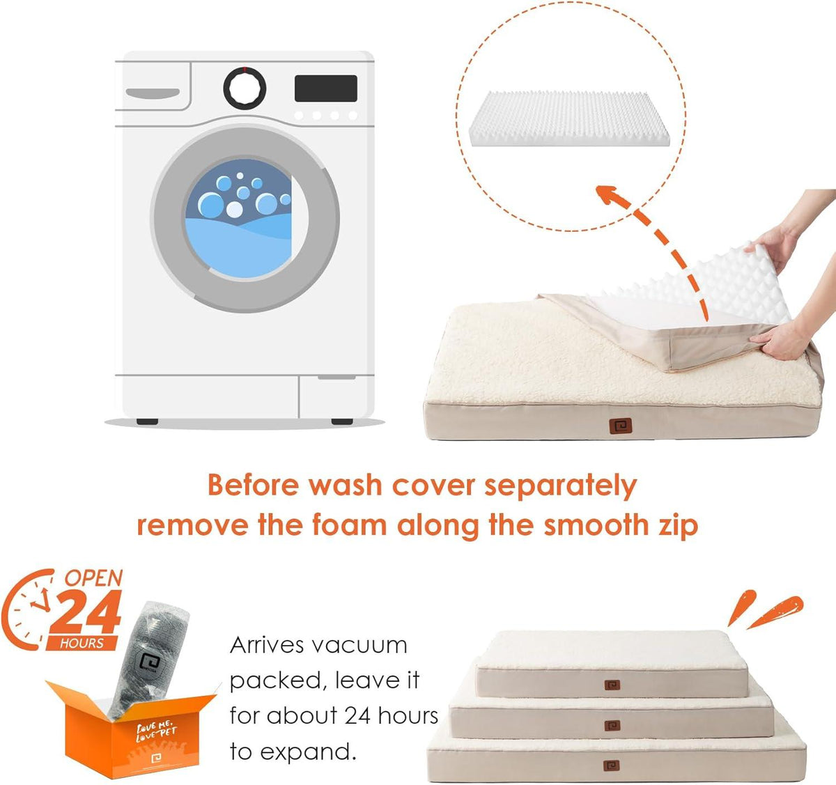 EHEYCIGA Foam Dog Mattress with Removable Cover