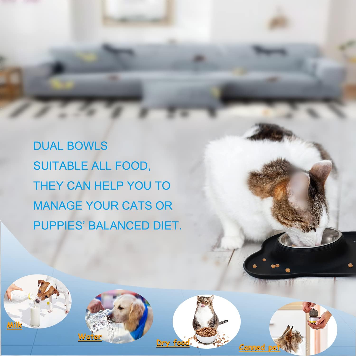 Dog Bowls, Puppy Bowl YOKA Double Stainless | PetNestUK