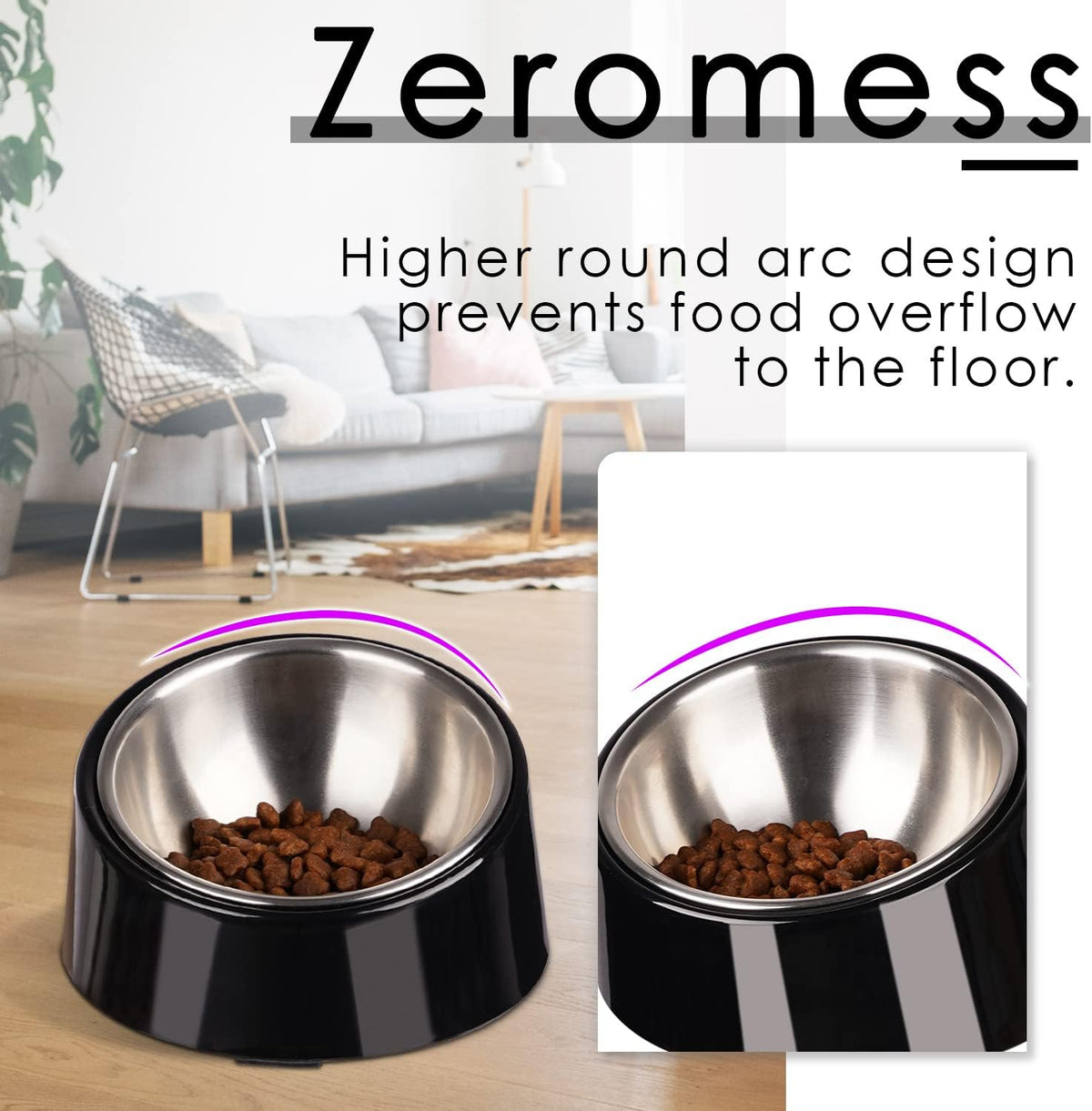 SuperDesign Slanted Stainless-Steel Pet Bowl