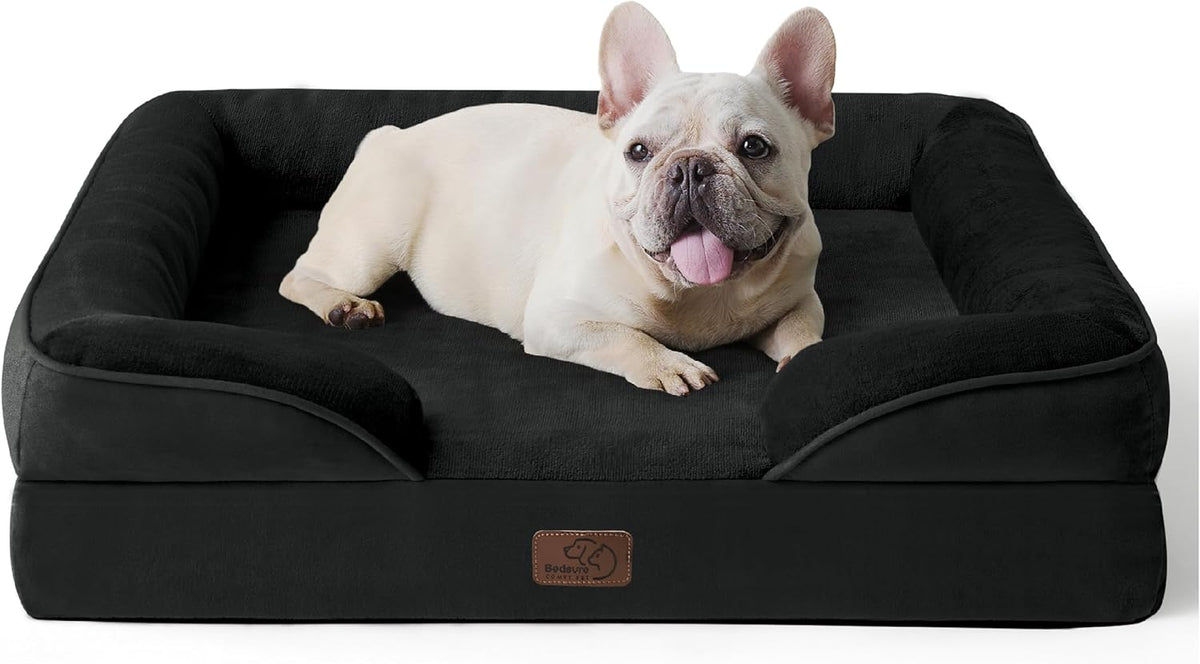 Bedsure Foam Dog Sofa Bed with Bolster Sides