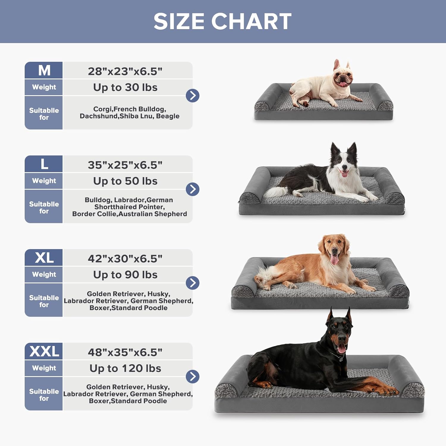 FURTIME Large Dog Bed(89 x 64cm), Orthopedic | PetNestUK
