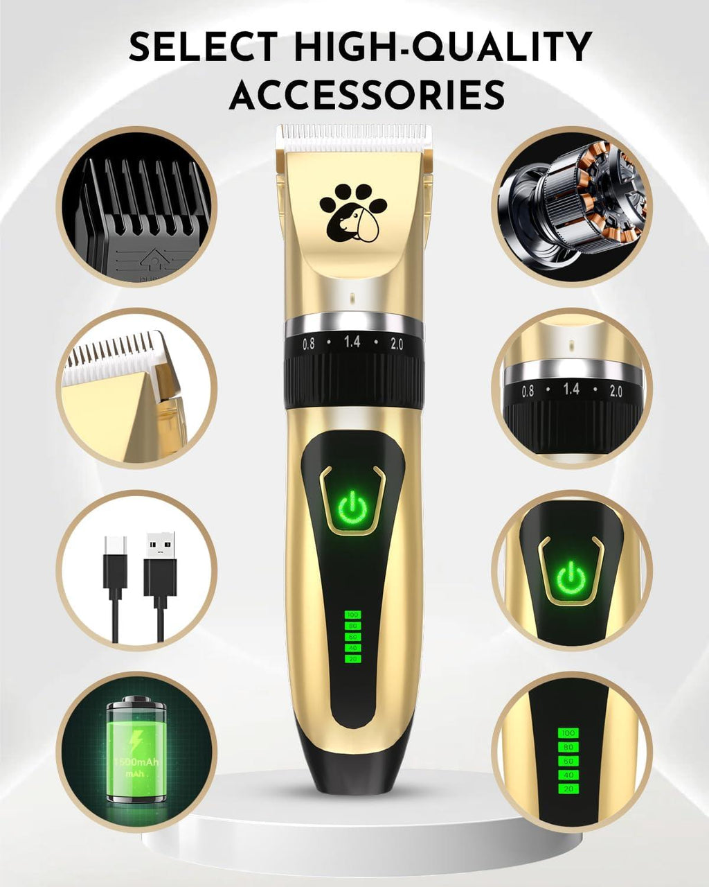 Dog Clippers Cordless, Professional Dog Trimmer, | PetNestUK