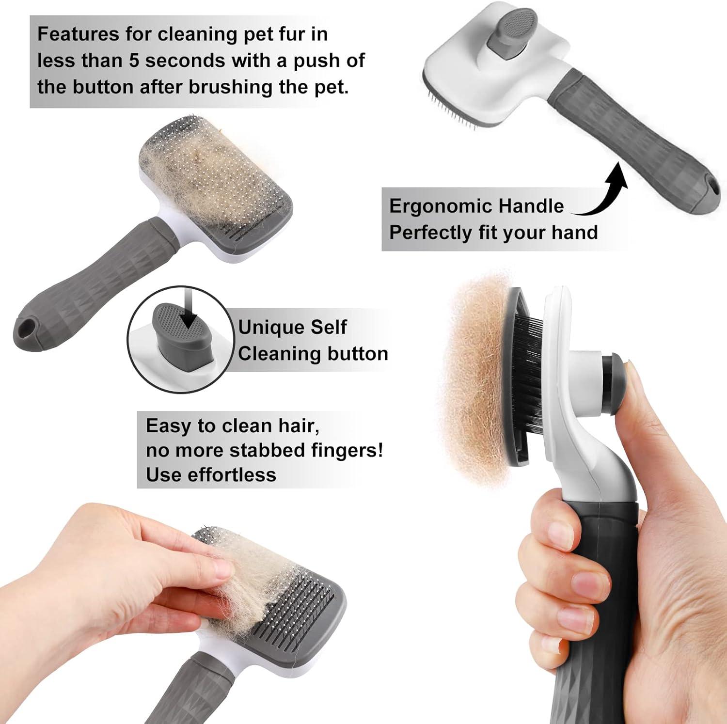 Dog Brush Cat Brush Grooming Comb,Self Cleaning | PetNestUK
