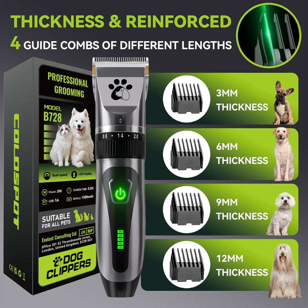 Dog Clippers Cordless, Professional Dog Trimmer, | PetNestUK