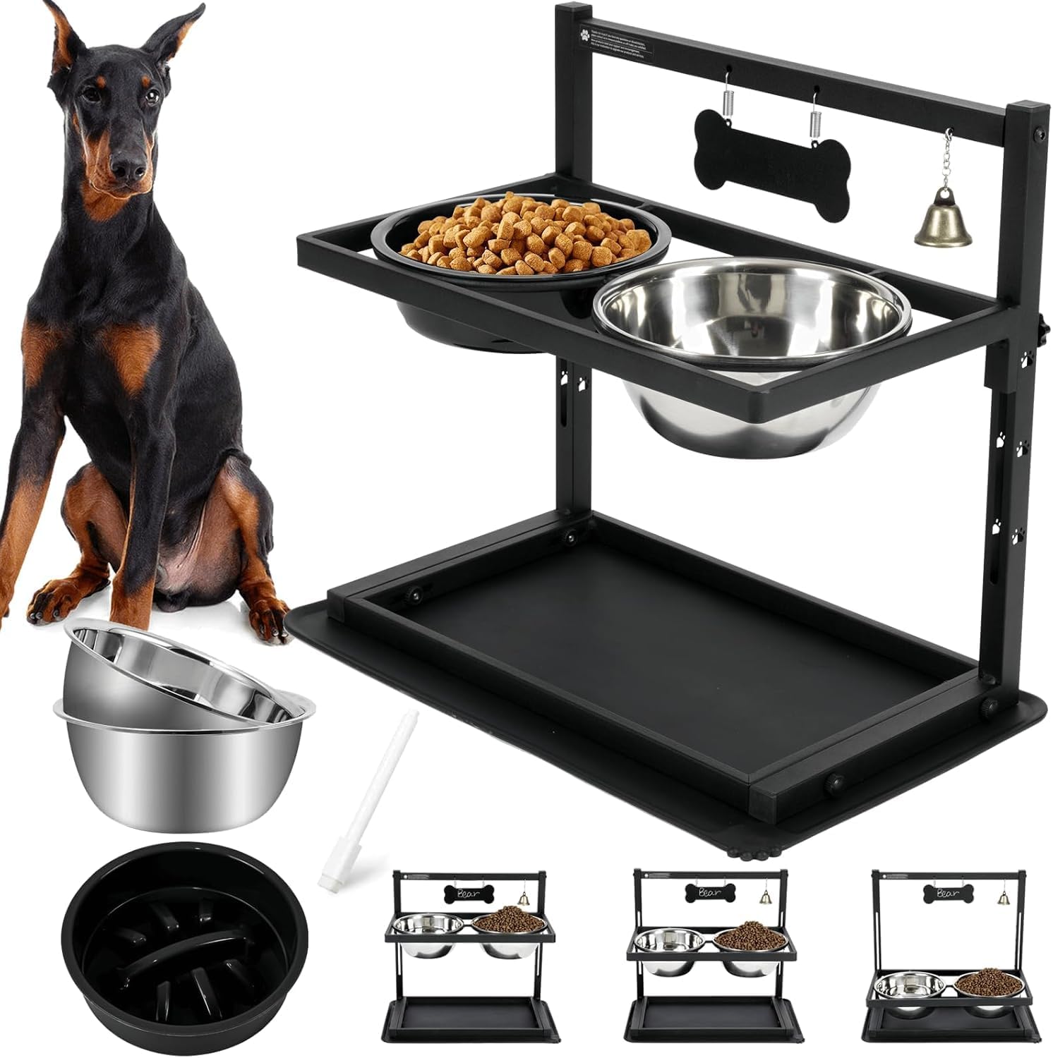 Raised Dog Bowl Height-Adjustable, Dog bowls | PetNestUK