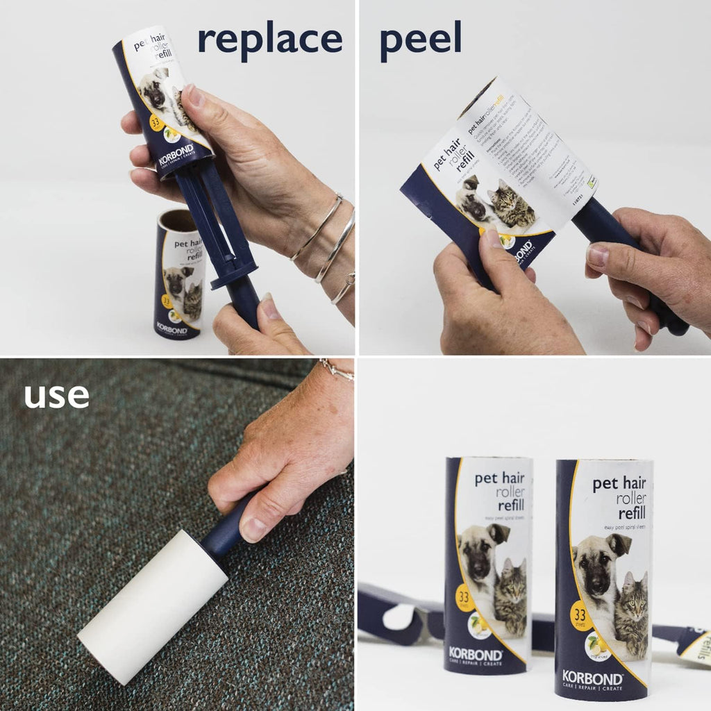 Korbond Pet Lint Roller Refills - 396 Sheets, | PetNestUK