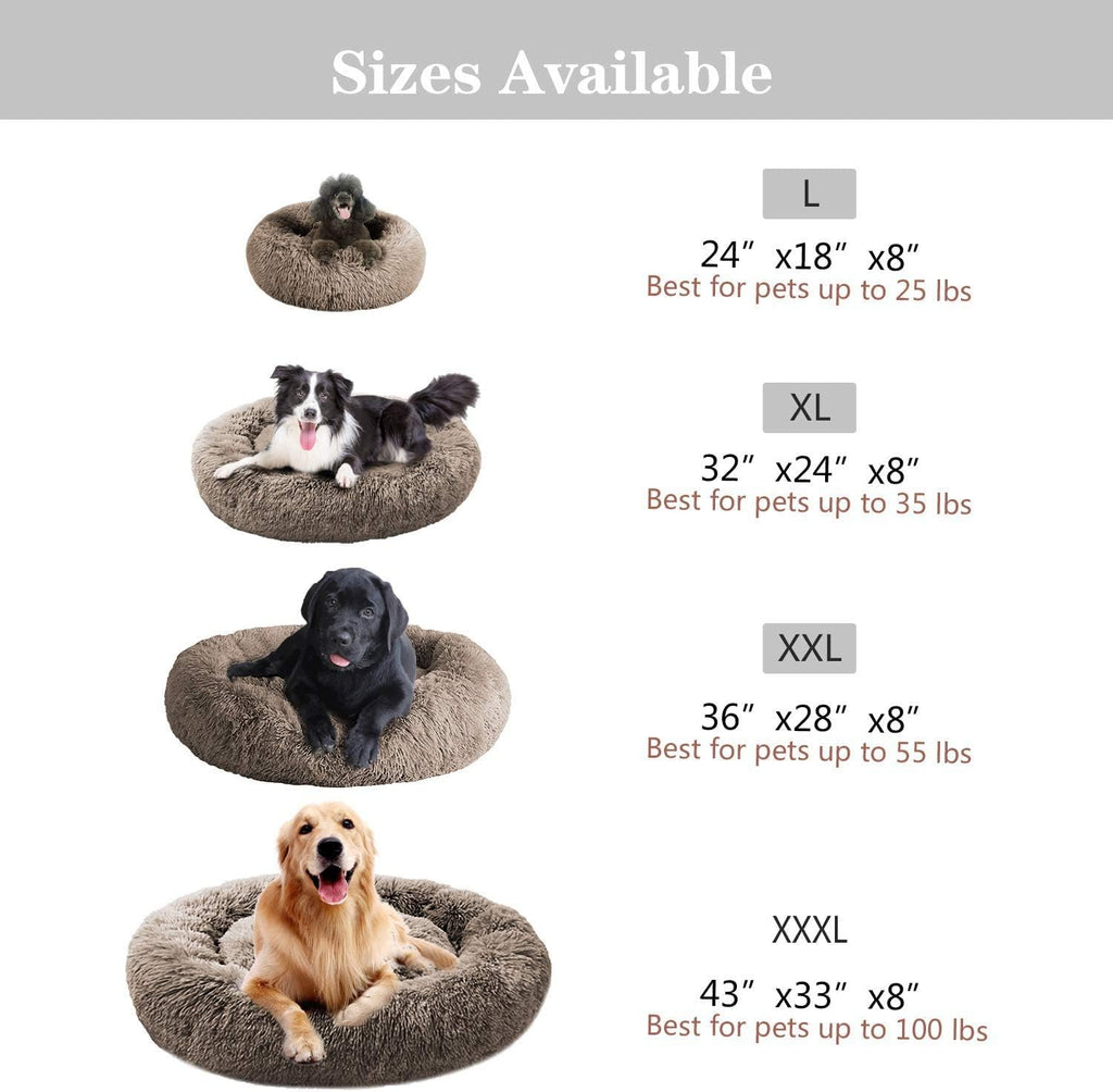 MFOX Calming Dog Bed Cat Bed Donut, Faux Fur | PetNestUK