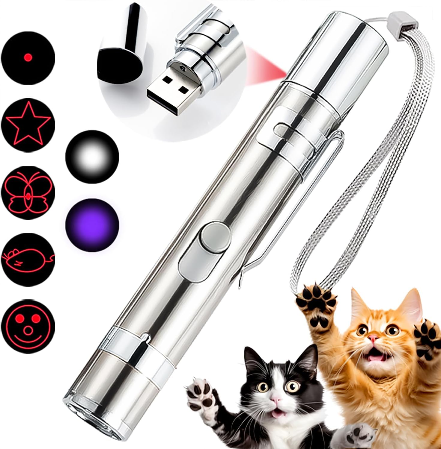 Cakkone Cat Toys, 7 in 1 Function Red Pointer | PetNestUK