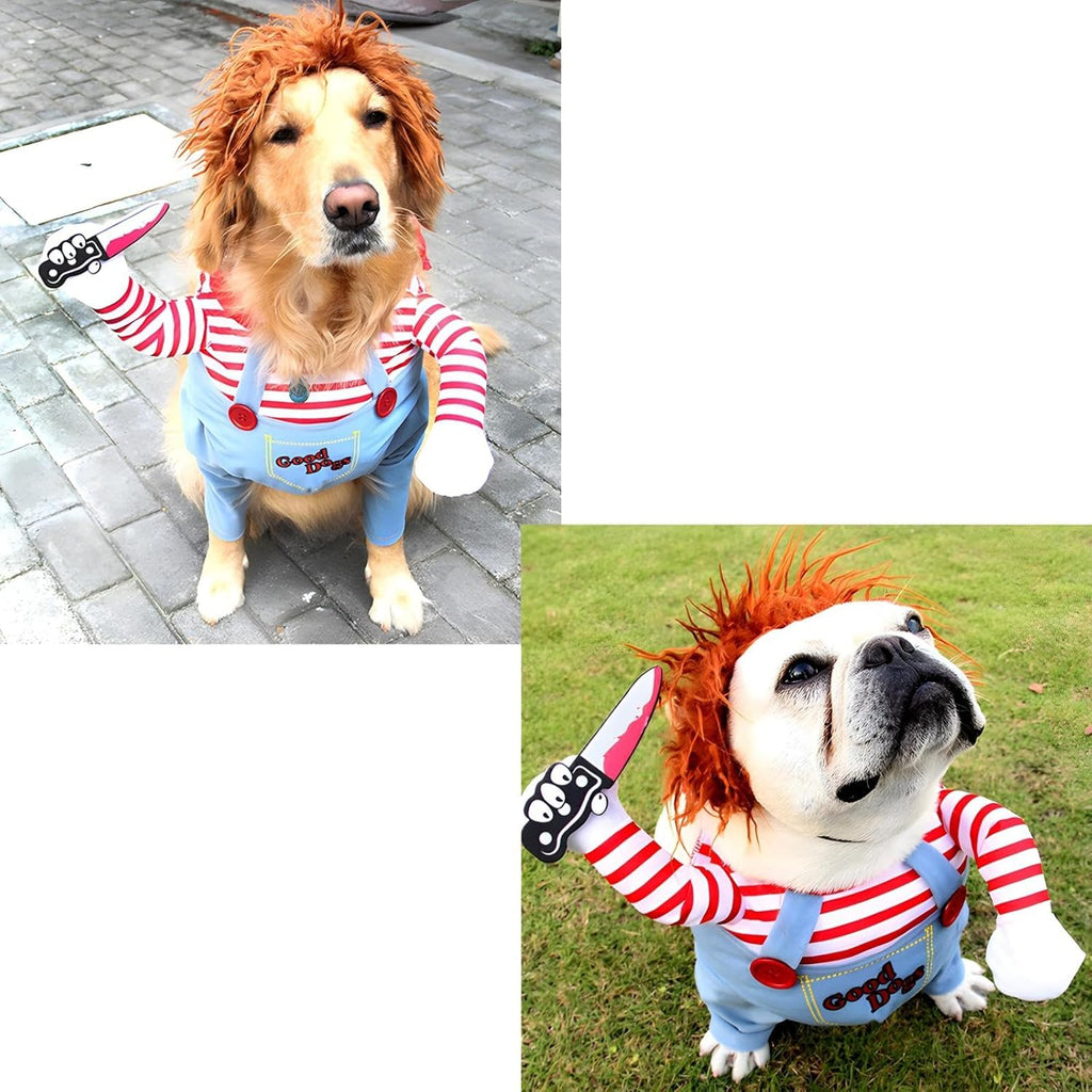 DELIFUR Dog Chucky Costume Pet Halloween Clothes | PetNestUK