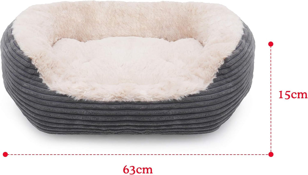 Rosewood Grey Jumbo Cord/Plush Oval Dog Bed, | PetNestUK
