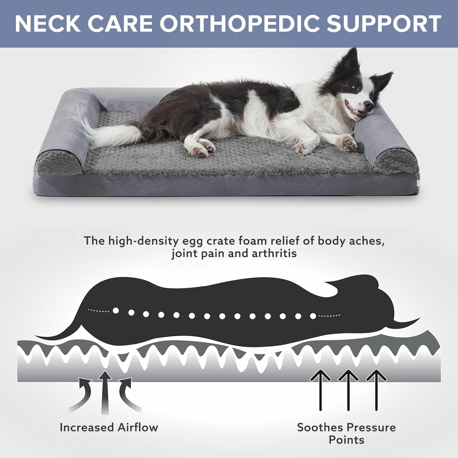 FURTIME Large Dog Bed(89 x 64cm), Orthopedic | PetNestUK