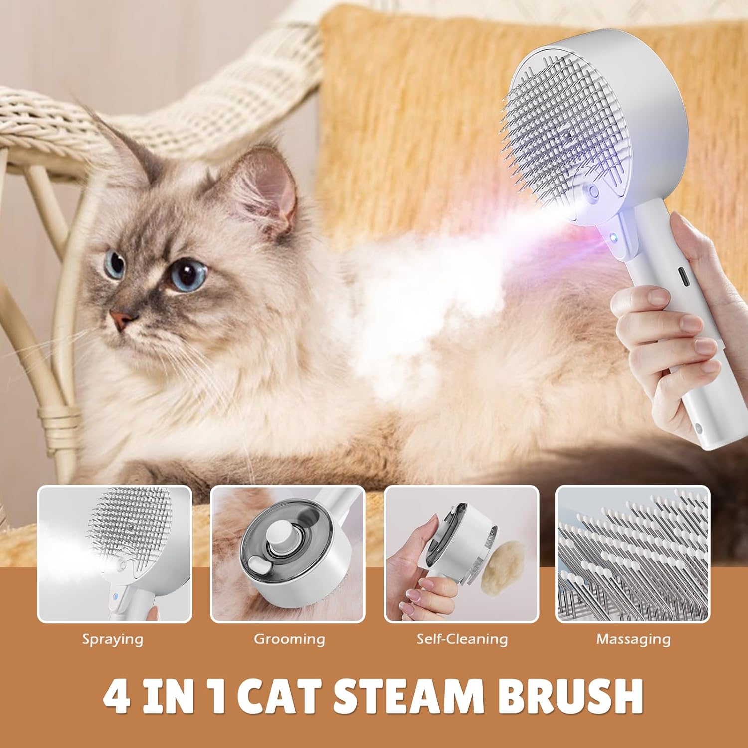Spritz Defur Comb For Cats 2024 Cat Steam Brush | PetNestUK