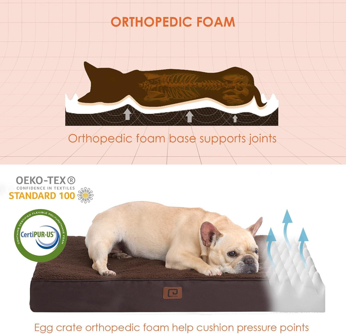 EHEYCIGA Foam Dog Mattress with Removable Cover