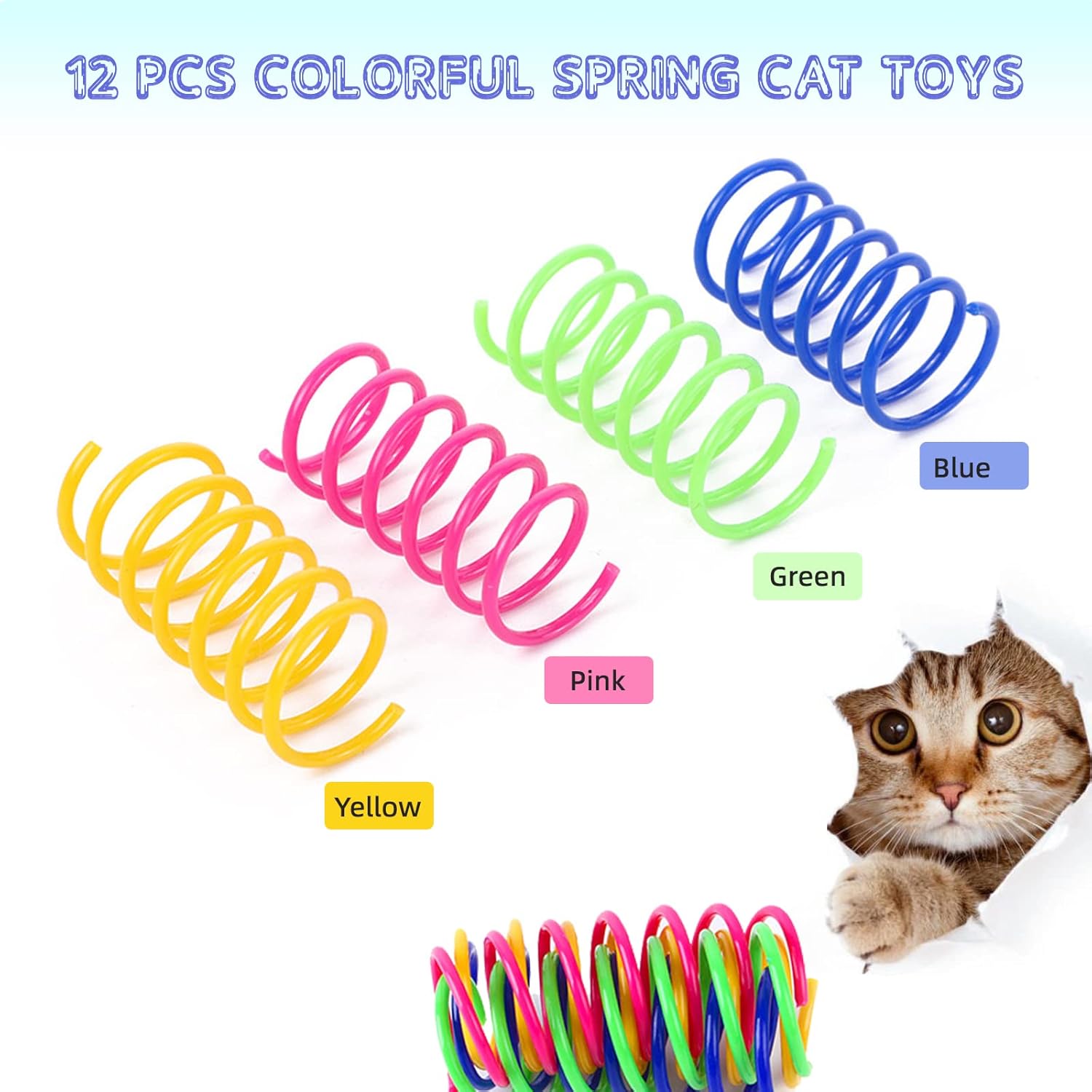 Petnice 12 Pcs Cat Colorful Springs Toys, Cat | PetNestUK